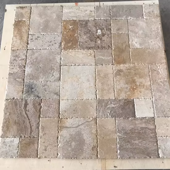 Naturbeige/gelb/kaffeefarbener Travertin-Marmorboden, Kamin, Travertin